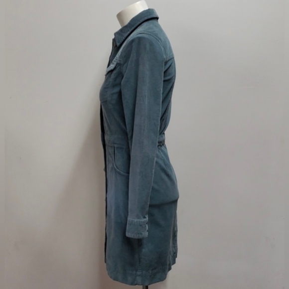 Faherty Corduroy Button Up Long Sleeve Blue Mini Dress Women's Size XS - Picture 6 of 13